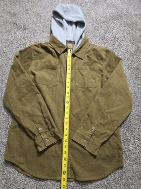 Colorful Planet Corduroy Womens Hooded Overshirt Jacket  Golden Brown XXL
